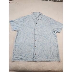 Caribbean Polo Button Up Shirt‎ Blue Tropical Size Xl Men's